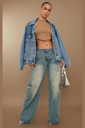 PRETTYLITTLETHING Cargo Pocket Lowrise Baggy Boyfriend Jeans