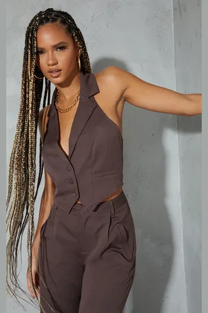 PRETTYLITTLETHING Woven Halterneck Waistcoat
