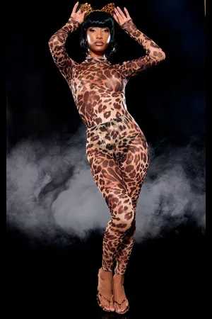 PRETTYLITTLETHING Leopard Print Mesh Leggings