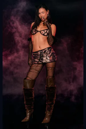 PRETTYLITTLETHING Tiger Print Mesh Lingerie Skirt