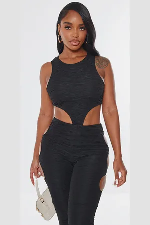 PRETTYLITTLETHING Shape Textured Cut Out Sleeveless Bodysuit