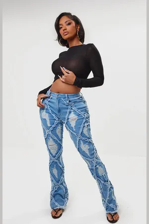 PRETTYLITTLETHING Shape Denim Seam Detail Flare Jeans