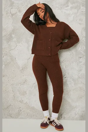 PRETTYLITTLETHING Petite Rib Knit Leggings
