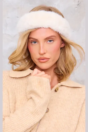 PRETTYLITTLETHING Cream Soft Faux Fur Headband