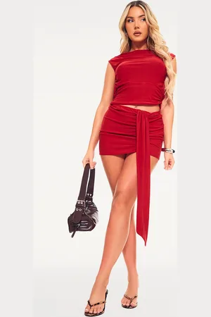 PRETTYLITTLETHING Soft Touch Ruched Drape Front Mini Skirt