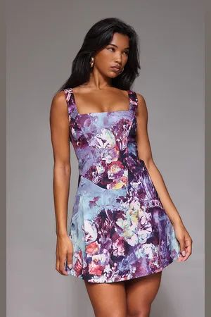 PRETTYLITTLETHING Floral Corset A Line Shift Dress