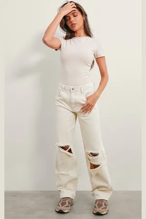 PRETTYLITTLETHING Stone Washed Baggy Low Rise Ripped Boyfriend Jeans