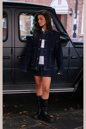 PRETTYLITTLETHING Contrast Stitch Denim Mini Skirt