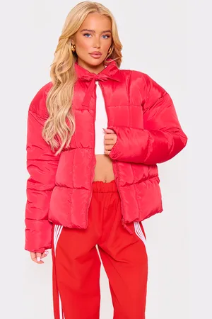 PRETTYLITTLETHING Tied Bow Detail Puffer Jacket
