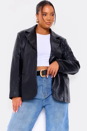 PRETTYLITTLETHING Plus Faux Leather Blazer
