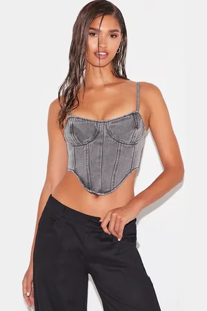 PRETTYLITTLETHING Dipped Hem Denim Corset
