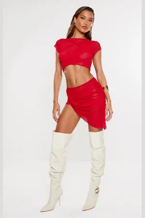PRETTYLITTLETHING Mesh Asymmetric Drape Panel Mini Skirt