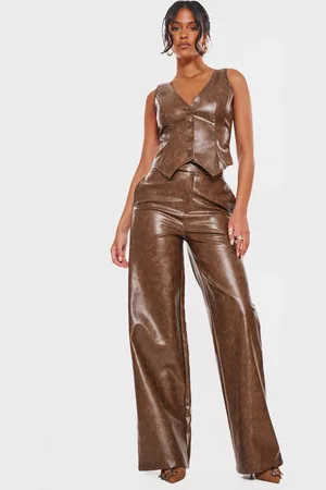 PRETTYLITTLETHING Tall Faux Leather Wide Leg Pants