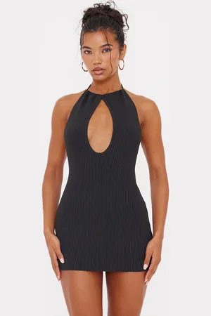 PRETTYLITTLETHING Fine Knit Halterneck Mini Dress