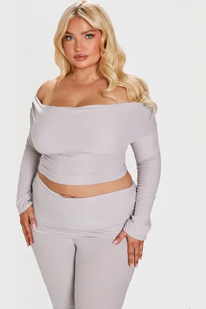 PRETTYLITTLETHING Plus Countour Jersey Bardot Long Sleeve Top
