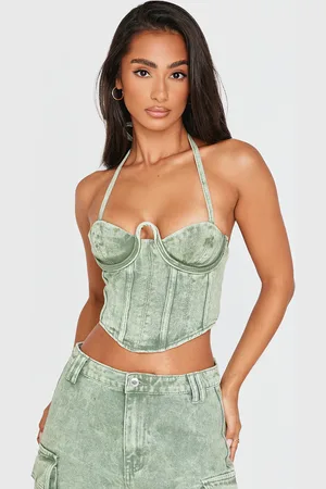 PRETTYLITTLETHING Petite Denim Seam Detail Corset