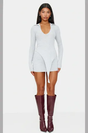 PRETTYLITTLETHING Jersey Collared Bodycon Dress