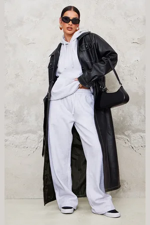 PRETTYLITTLETHING Faux Leather Contrast Stitch Split Hem Trench Coat