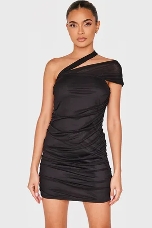 PRETTYLITTLETHING Mesh Neck Detail Mini Dress