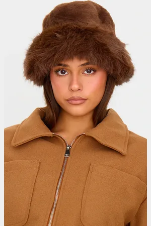 PRETTYLITTLETHING Faux Fur Fluffy Trim Bucket Hat