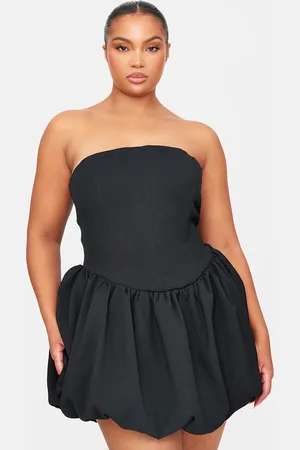 PRETTYLITTLETHING Plus Premium Bandeau Puff Ball Dress