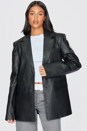 PRETTYLITTLETHING Tall Textured Faux Leather Blazer