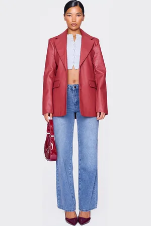 PRETTYLITTLETHING Textured Faux Leather Blazer