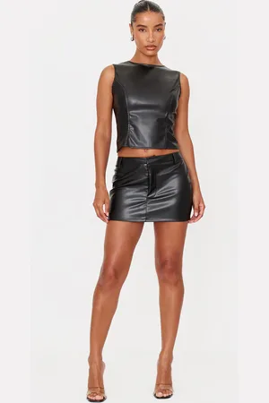 PRETTYLITTLETHING Faux Leather Low Rise Micro Mini Skirt