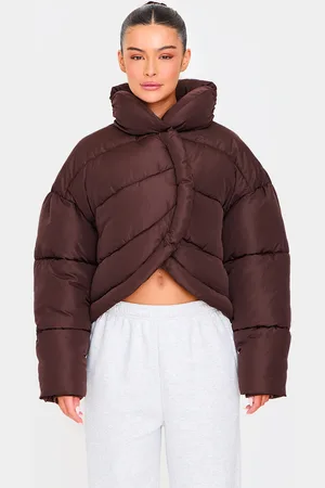 PRETTYLITTLETHING Quilted Asymmetric High Neck Puffer Jacket