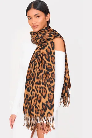 PRETTYLITTLETHING Leopard Tassel Scarf