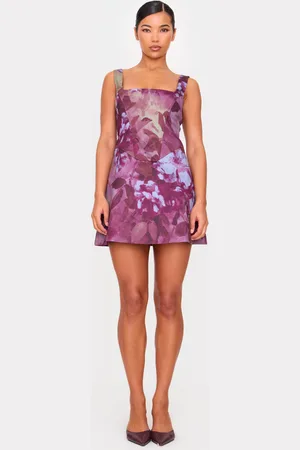 PRETTYLITTLETHING Mauve Floral Corset A Line Shift Dress