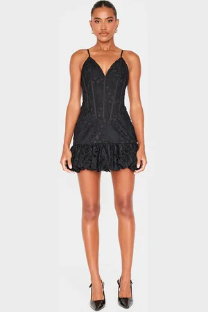 PRETTYLITTLETHING Floral Cup Detail Extreme Puff Ball Hem Mini Dress