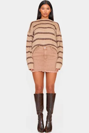 PRETTYLITTLETHING Raw Hem Denim Mini Skirt