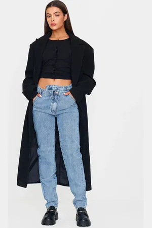 PRETTYLITTLETHING Asymmetric Waistband Long Straight Leg Jeans