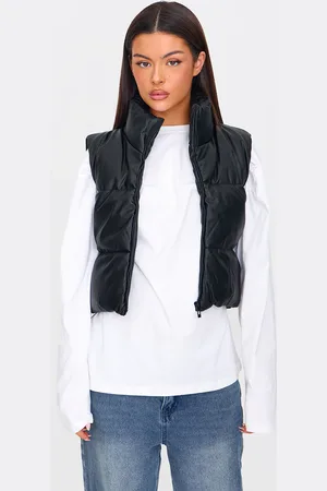 PRETTYLITTLETHING Faux Leather Drop Hem Gilet