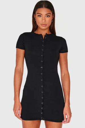 PRETTYLITTLETHING Soft Knit Button Through Mini Dress