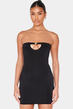 PRETTYLITTLETHING Double Layer Slinky Trim Detail Bandeau Mini Dress
