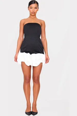 PRETTYLITTLETHING Bow Puff Hem Bodycon Dress