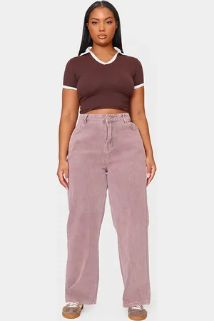 PRETTYLITTLETHING Plus Washed High Waist Straight Leg Jeans