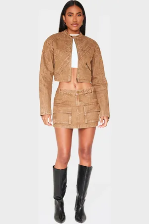 PRETTYLITTLETHING Cargo Pocket Detail Denim Mini Skirt