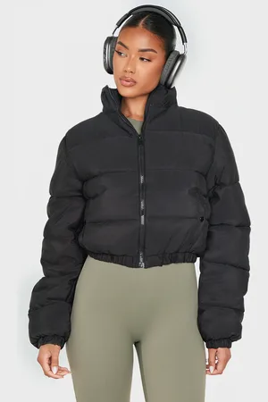 PRETTYLITTLETHING Cropped Peach Skin Bubble Puffer Jacket