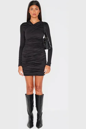 PRETTYLITTLETHING Double Contour Cross Over Bodycon Dress