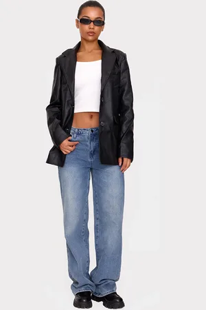 PRETTYLITTLETHING Textured Faux Leather Blazer