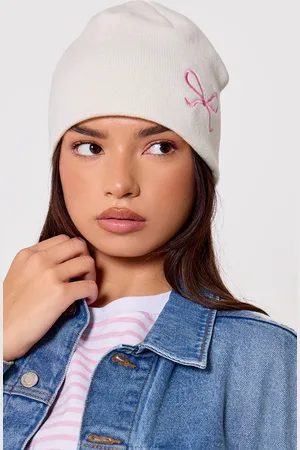 PRETTYLITTLETHING Cream Bow Detail Beanie