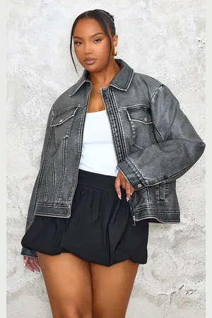 PRETTYLITTLETHING Plus Faux Leather Wash Pocket Detail Jacket