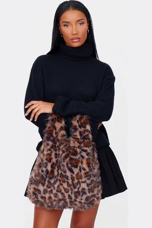 PRETTYLITTLETHING Leopard Faux Fur Handbag