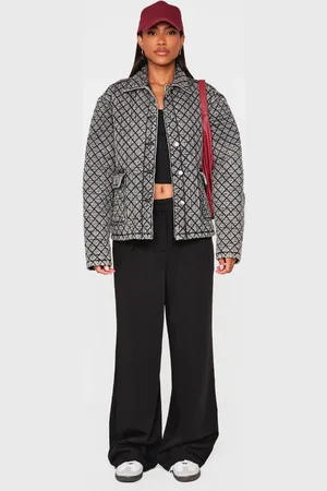 PRETTYLITTLETHING Quilted Effect Pocket Detail Denim Coat
