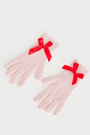 PRETTYLITTLETHING Bow Detail Rib Gloves