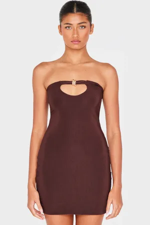 PRETTYLITTLETHING Double Layer Slinky Trim Detail Bandeau Mini Dress