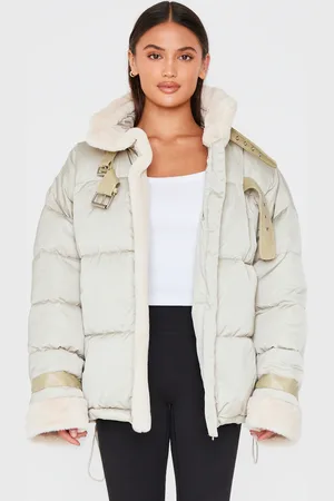 PRETTYLITTLETHING Buckle Trim Detail Puffer Jacket